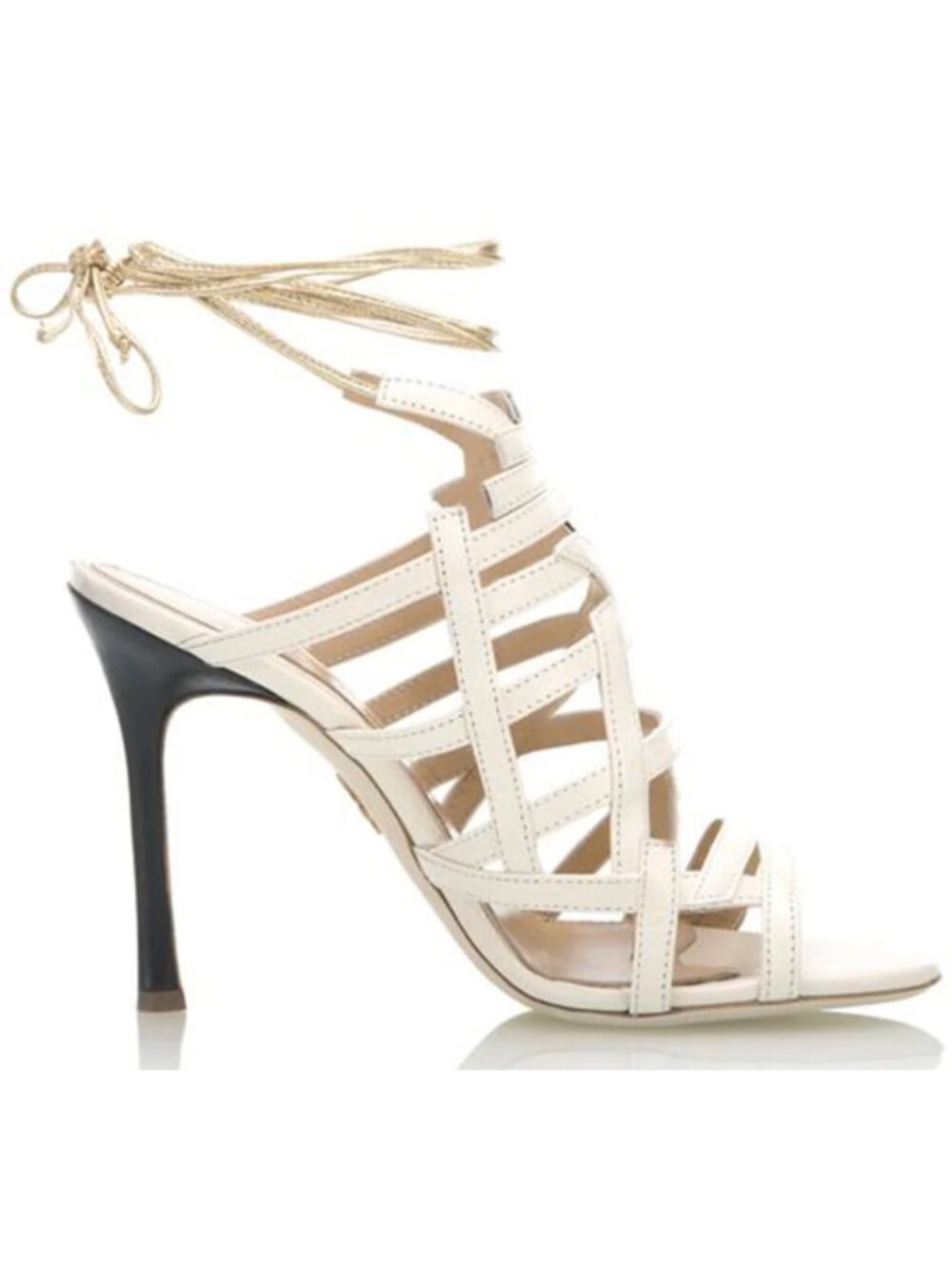 CHELSEA PARIS KNIGHT Nude Cage Lace-Up Heels